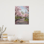 Central Park Kersenbloesemlooppad Poster (Keuken)