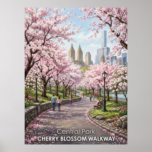Central Park Kersenbloesemlooppad Poster (Voorkant)