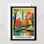 Central Park kleurrijke illustratie Briefkaart (Voorkant / Achterkant)