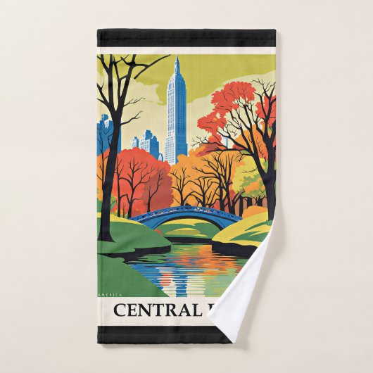 Central Park kleurrijke illustratie Handdoek (Handdoek)
