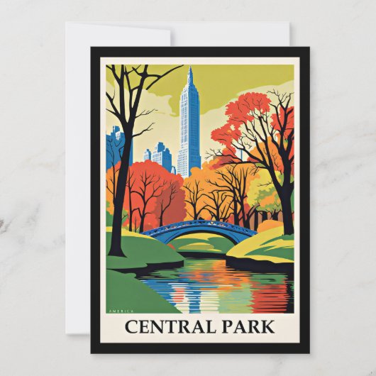 Central Park kleurrijke illustratie Notitiekaartje (Voorkant)