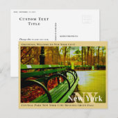 Central Park New York City Benches Green Herfst Briefkaart (Voorkant / Achterkant)