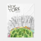 Central Park & New York City Collage Fleece Deken (Voorkant)
