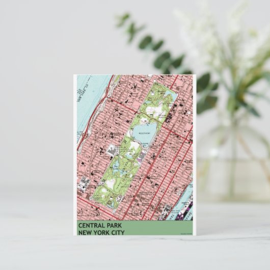Central Park New York City  Map Briefkaart (Staand voorkant)