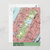 Central Park New York City  Map Briefkaart (Voorkant / Achterkant)