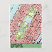 Central Park New York City  Map Briefkaart (Voorkant)
