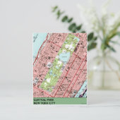 Central Park New York City Map Briefkaart (Staand voorkant)