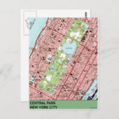 Central Park New York City Map Briefkaart (Voorkant / Achterkant)