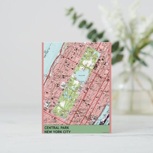 Central Park New York City Map Briefkaart (Staand voorkant)
