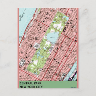 Central Park New York City Map Briefkaart