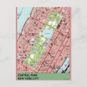 Central Park New York City Map Briefkaart (Voorkant)