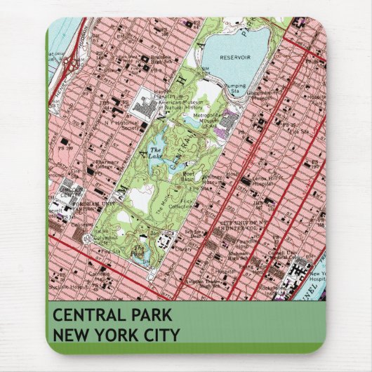 Central Park New York City  Map Muismat (Voorkant)