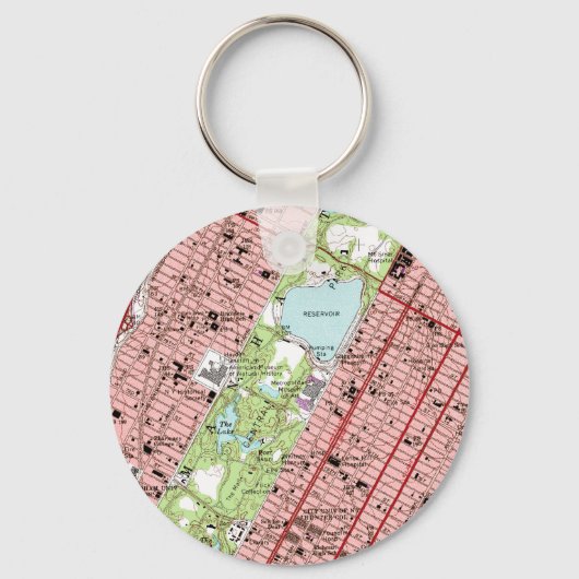 Central Park New York City Map Sleutelhanger (Voorkant)