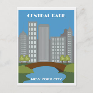 Central Park New York City Vintage Travel Briefkaart