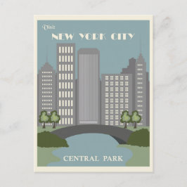 Central Park New York City Vintage Travel Briefkaart
