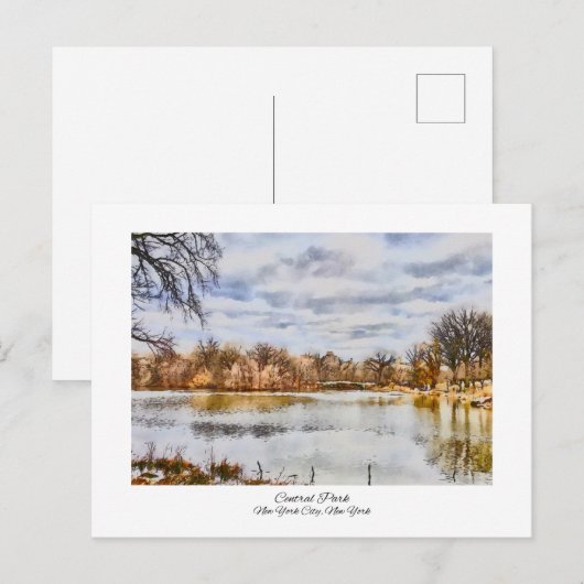 Central Park New York City Waterverf schilderij Briefkaart (Voorkant / Achterkant)