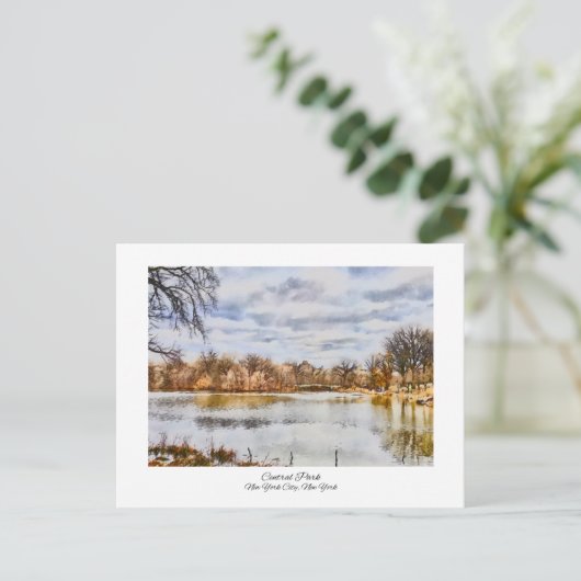 Central Park New York City Waterverf schilderij Briefkaart (Staand voorkant)