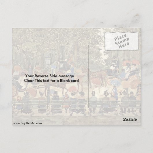 Central Park New York door Maurice Prendergast Briefkaart (Achterkant)
