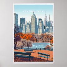 Central Park New York Reisposter - USA Stad