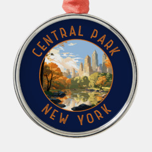 Central Park New York Retro Noodlijdende Cirkel Metalen Ornament