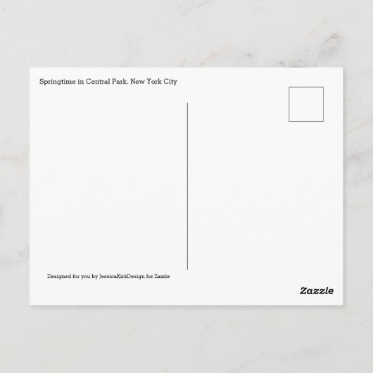 Central Park New York Springtime pad met bomen Briefkaart (Achterkant)