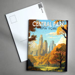 Central Park New York Travel Art Vintage Briefkaart<br><div class="desc">Central Park vector kunstwerk. Central Park is een stadspark tussen de Upper West Side en de Upper East Side buurten van Manhattan in New York.</div>