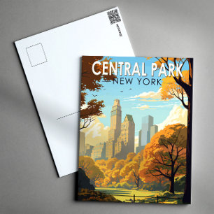 Central Park New York Travel Art Vintage Briefkaart
