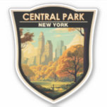 Central Park New York Travel Art Vintage Sticker<br><div class="desc">Central Park vector kunstwerk. Central Park is een stadspark tussen de Upper West Side en de Upper East Side buurten van Manhattan in New York.</div>