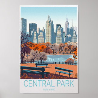 Central Park New York Travel Poster