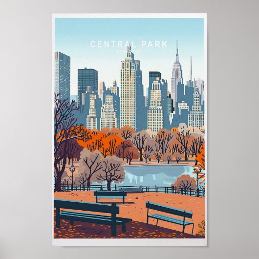 Central Park New York Travel Poster - Verenigde St (Voorkant)