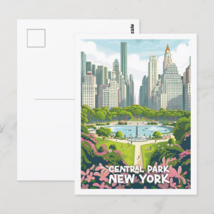 Central Park New York Verenigde Staten Vintage Tra Briefkaart
