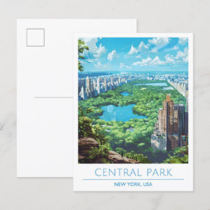Central Park New York Verenigde Staten Vintage Tra Briefkaart
