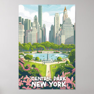 Central Park New York Verenigde Staten Vintage Tra Poster