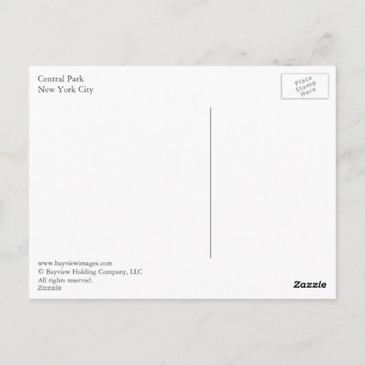 Central Park, NYC Briefkaart (Achterkant)