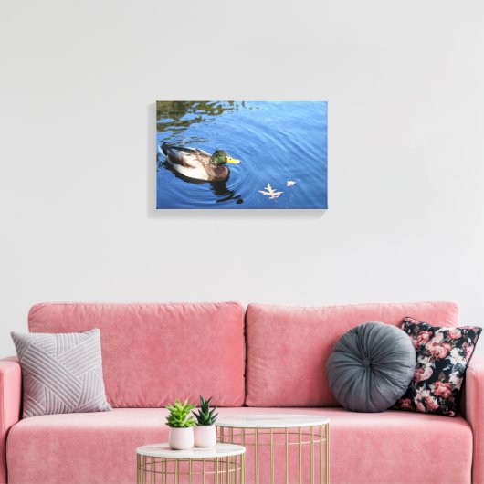 Central Park NYC Conservatory Water Mallard Duck Canvas Afdruk (Insitu (Woonkamer))