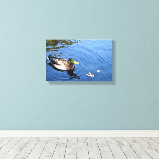 Central Park NYC Conservatory Water Mallard Duck Canvas Afdruk (Insitu (Houten vloer))