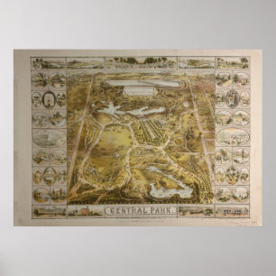  Central Park NYC Pictorial Map (1863) Poster