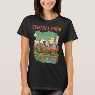 Central Park NYC Silhouette Groene Reis T-Shirt