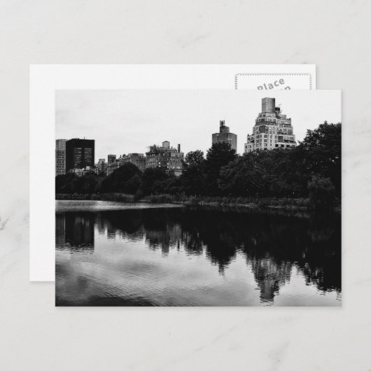 Central Park, NYC-Uitzicht in zwart-wit Briefkaart (Voorkant / Achterkant)