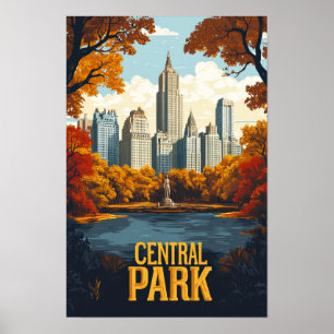 Central Park NYC USA  Illustratie Reizen Poster