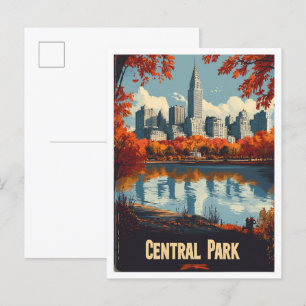 Central Park NYC USA Vintage Illustratie Reizen Briefkaart