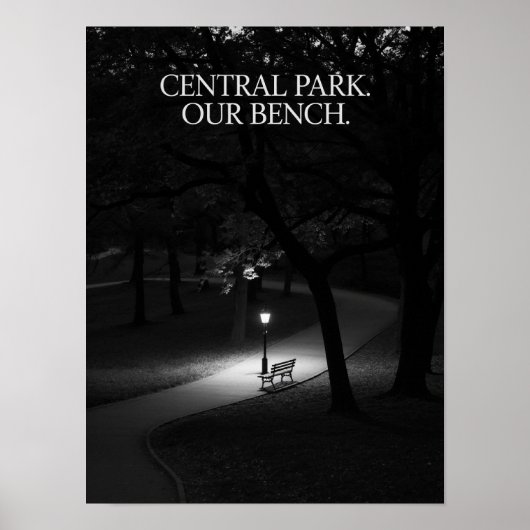 Central Park Onze Bank Nachtfotografie Poster (Voorkant)