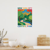 Central Park Paper Cut Sunset Poster (Keuken)