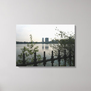 Central Park Reservoir Photo Canvas Afdruk
