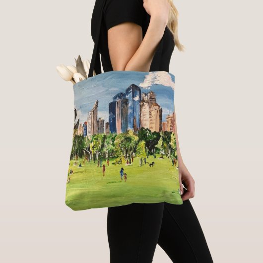 "Central Park" schilderij van Willowcatdesigns Tote Bag (Dichtbij)