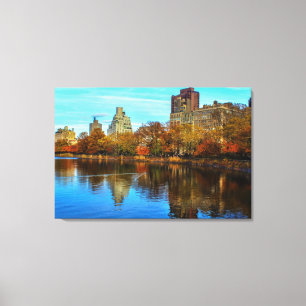 Central Park Skyline in de herfst Canvas Afdruk
