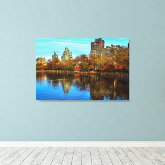 Central Park Skyline in de herfst Canvas Afdruk (Insitu (Houten vloer))