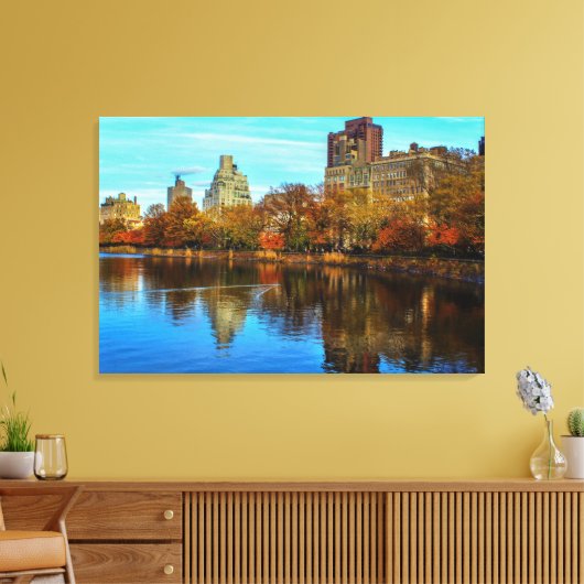 Central Park Skyline in de herfst Canvas Afdruk (Insitu (Woonkamer))