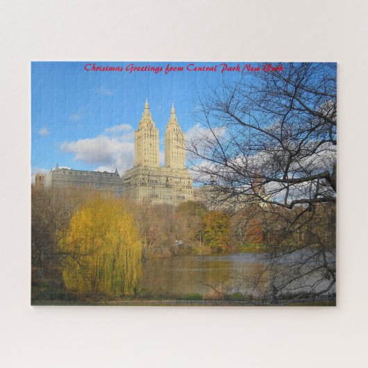 Central Park Skyline New York.kerstgroetings Legpuzzel (Horizontaal)