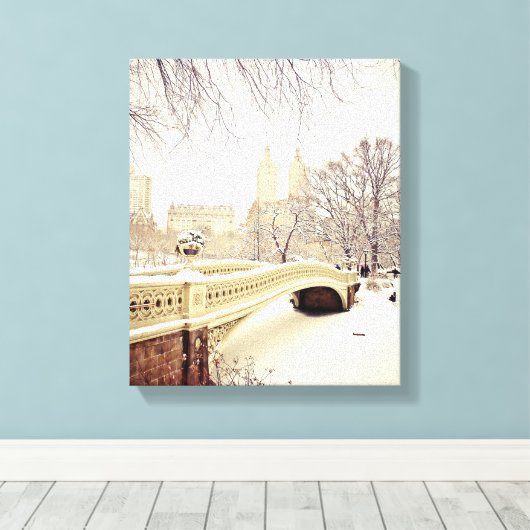 Central Park Snow - Winter New York Canvas Afdruk (Insitu (Houten vloer))